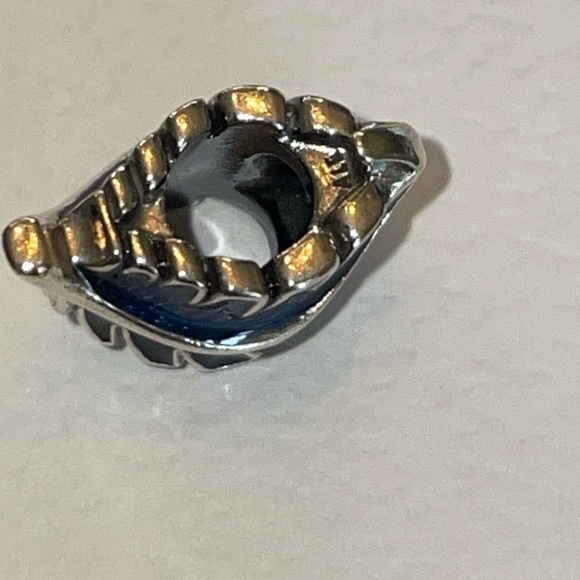 Authentic Pandora curved blue feather brand new sterling and shiny enamel - Picture 8 of 9